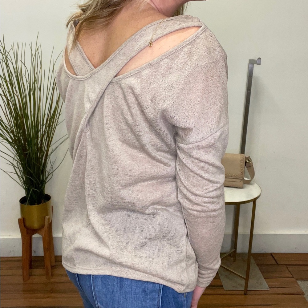 Criss Cross Lightweight Top in Taupe